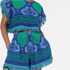 Blue and Green Shorts Set